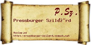 Pressburger Szilárd névjegykártya